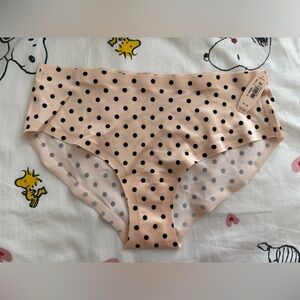 NWT Vintage Victoria's Secret Nude black Polka Dots Smooth Hiphugger Panty M